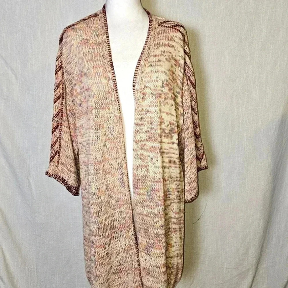 NWT Soft Surroundings  Ochoa Multi Colored Open Bohemian Knit Cardigan 1X $120 - Picture 2 of 12